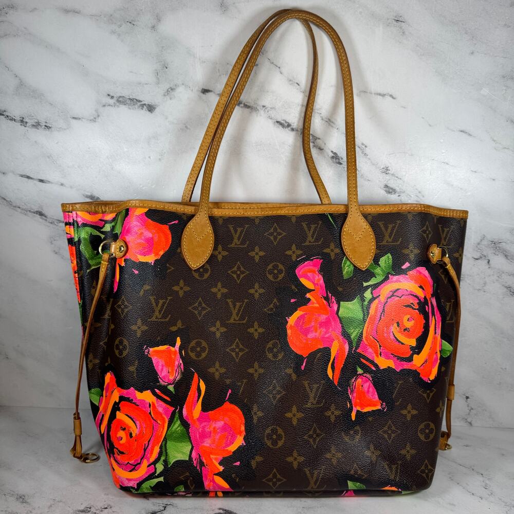 Louis Vuitton Roses Neverfull Bag Stephen Sprouse Monogram Vintage Shoulder Tote - Picture 15 of 15